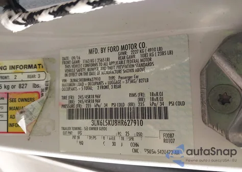 2017 Lincoln Mkz Hybrid Premiere from USA, damaged, VIN 3LN6L5KU8HR627910